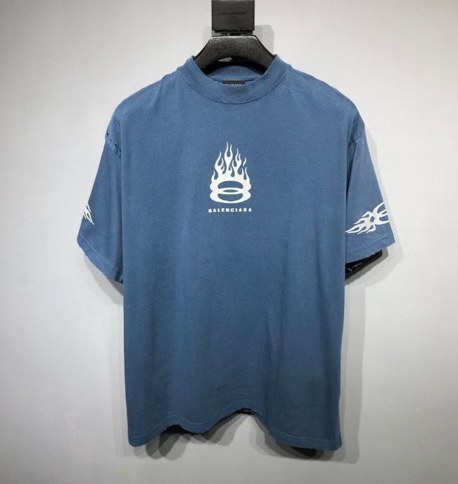 Balenciaga Flame Logo T-Shirt – Blue