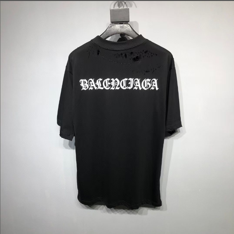 Balenciaga Black Distressed Back Logo T-Shirt