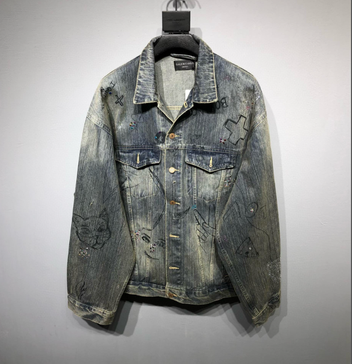 Balenciaga Graffiti Denim Jacket – Blue Washed