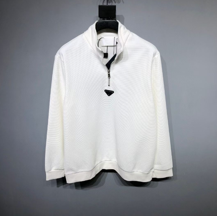 Prada White Half-Zip Pullover with Triangle Logo