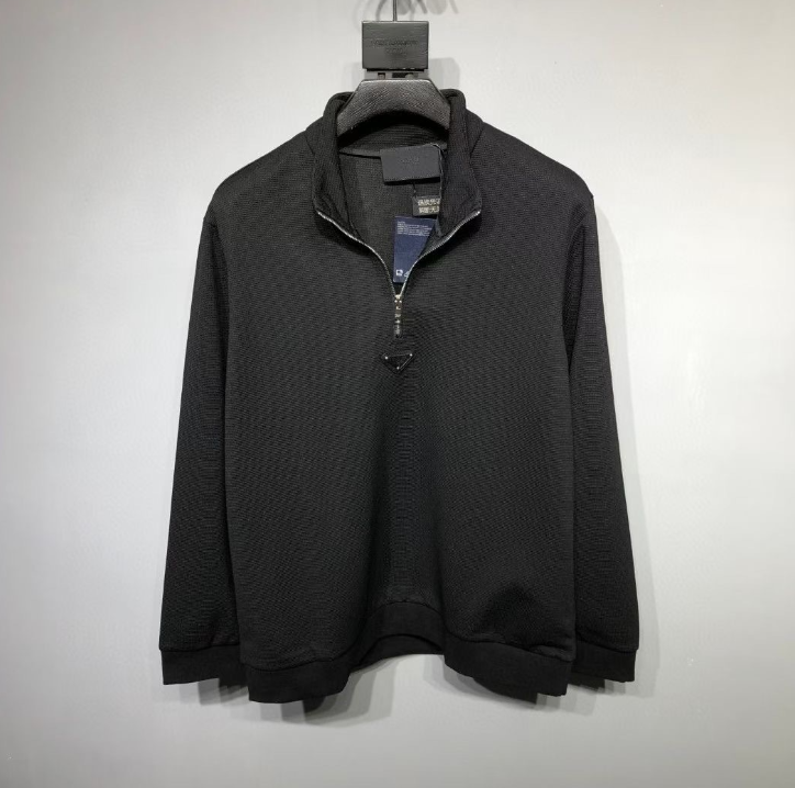Prada Black Half-Zip Pullover with Triangle Logo