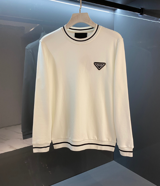 Prada Striped Trim Sweatshirt – White