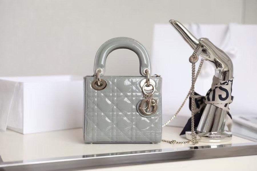 Lady Dior Mini Bag – Grey Patent Cannage Leather