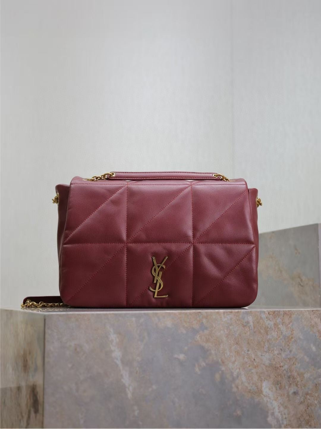 Saint Laurent Loulou Bag (Medium, Burgundy Quilted Leather