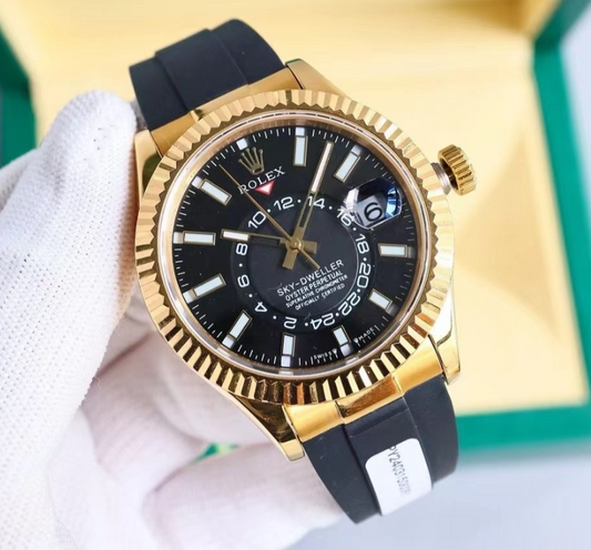 Rolex Sky-Dweller Yellow Gold Black Dial Oysterflex