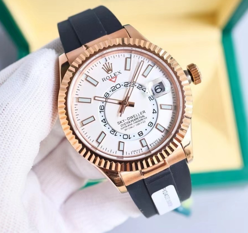 Rolex Sky-Dweller Everose Gold White Dial Oysterflex