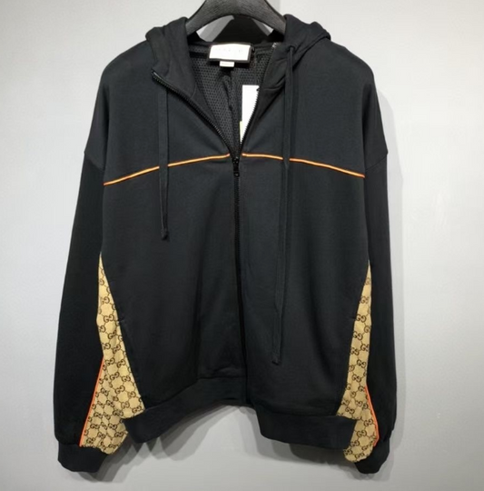 Gucci Black GG Panel Zip Hoodie