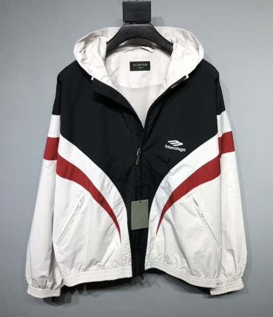 Balenciaga Colorblock Windbreaker Jacket – Black/White/Red