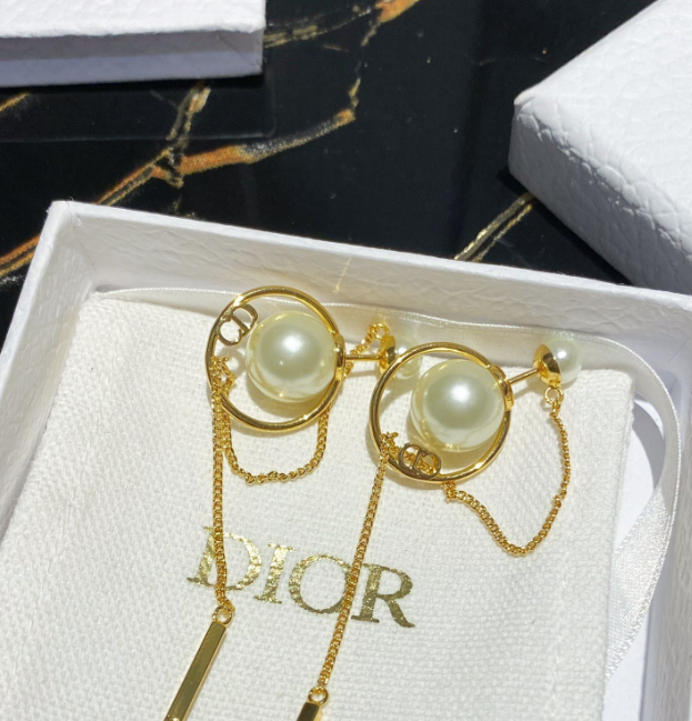 Dior Tribales Pearl Earrings – Gold-Tone with Signature CD Detail