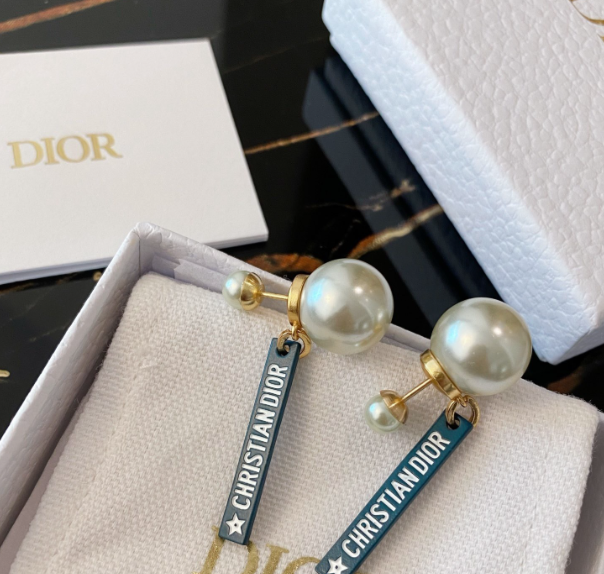 Dior Tribales Pearl Earrings – Gold-Tone with Christian Dior Signature
