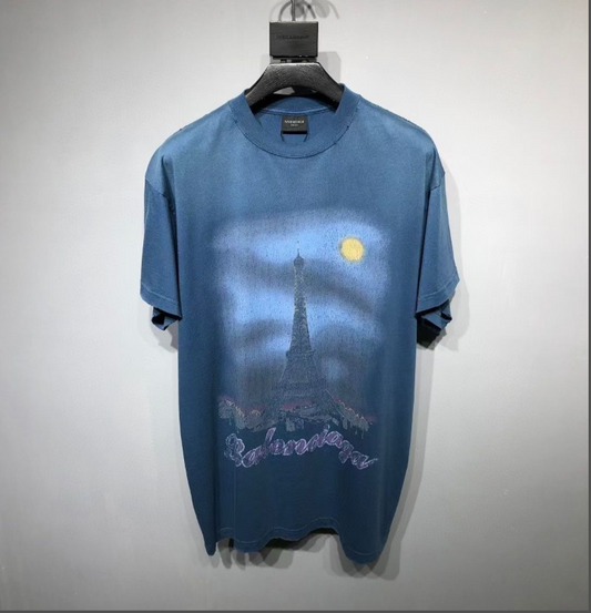 Balenciaga Eiffel Tower Graphic T-Shirt – Blue