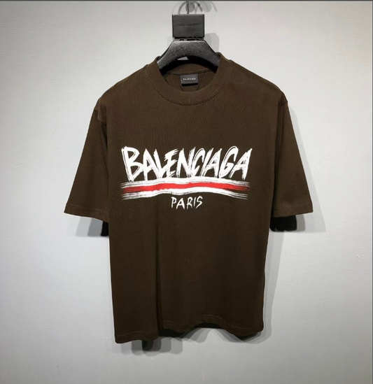 Balenciaga Paris Brushstroke T-Shirt – Brown