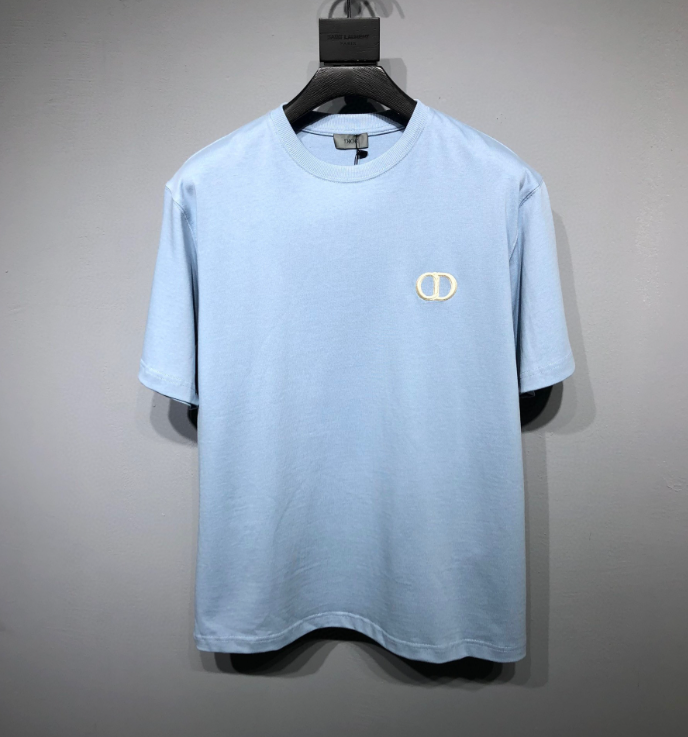 Dior Embroidered Logo T-Shirt – Light Blue