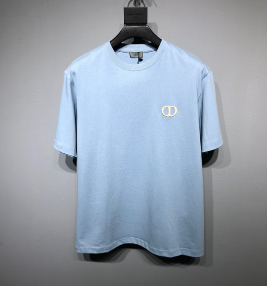 Dior Embroidered Logo T-Shirt – Light Blue