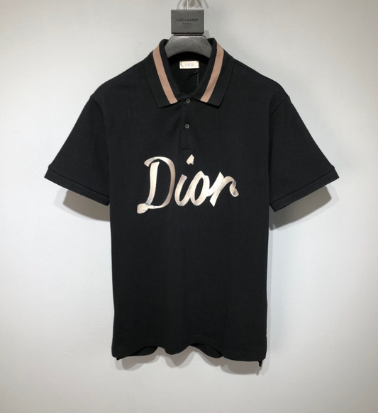 Dior Embroidered Logo Polo – Black