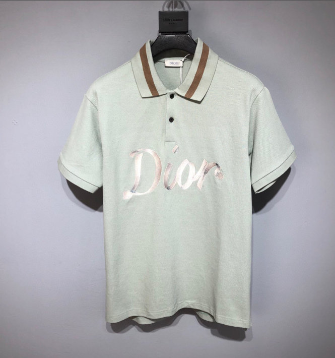 Dior Embroidered Logo Polo – Mint Green