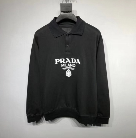 Prada Milano Black Polo Sweatshirt