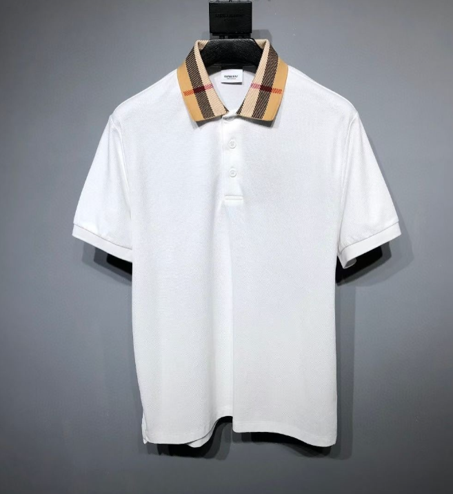 Burberry Check Collar Polo Shirt – White