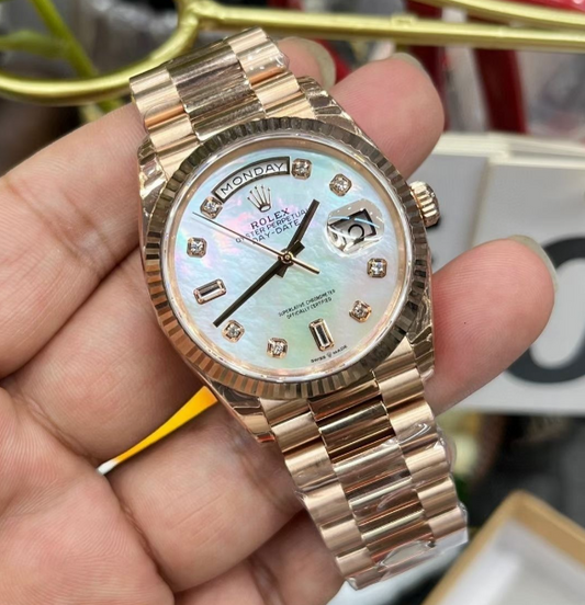 Rolex Day-Date 40 Everose Gold Mother of Pearl Dial Diamonds