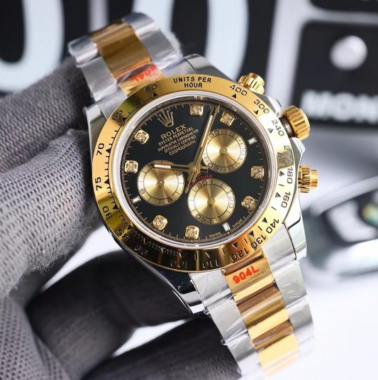 Rolex Cosmograph Daytona Yellow Rolesor Black Dial Diamond Markers