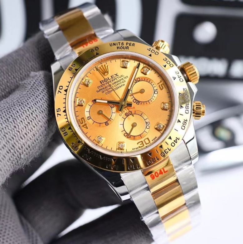 Rolex Cosmograph Daytona Yellow Rolesor Champagne Dial Diamond Markers