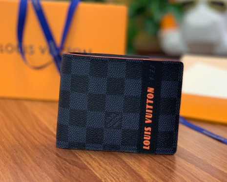 Louis Vuitton Damier Graphite Wallet – Orange Accent
