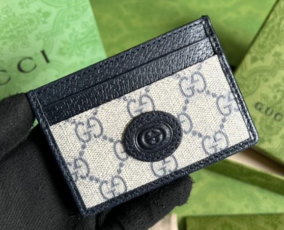 Gucci GG Supreme Card Holder – Navy Trim