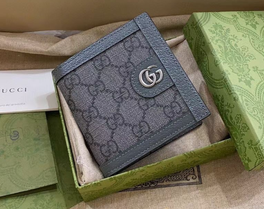 Gucci GG Supreme Wallet – Grey Leather Trim
