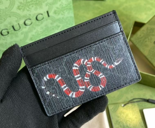 Gucci Black GG Supreme Card Holder – Kingsnake Print