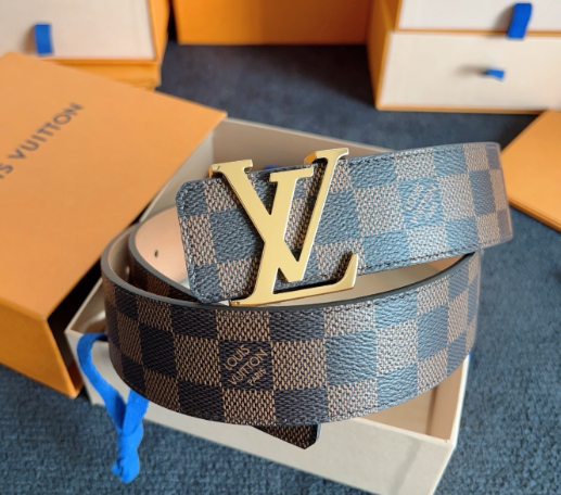Louis Vuitton Damier Ebene Belt – Gold LV Buckle