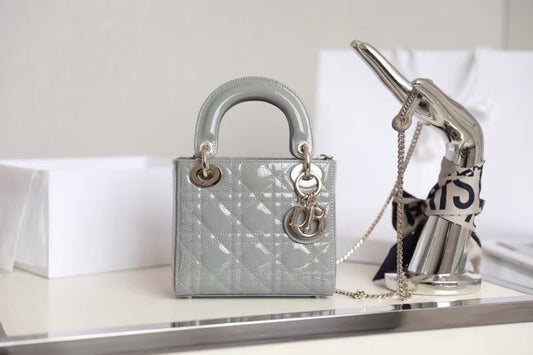 Lady Dior Mini Bag – Grey Patent Cannage Leather