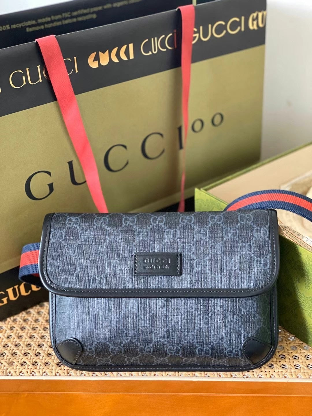 Gucci Horsebit 1955 Shoulder Bag – GG Supreme Black