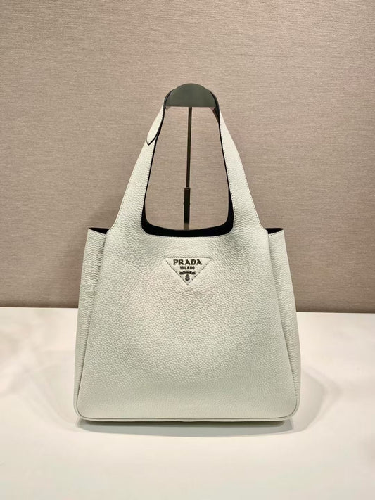 Prada Medium Tote Bag – White Grained Leather