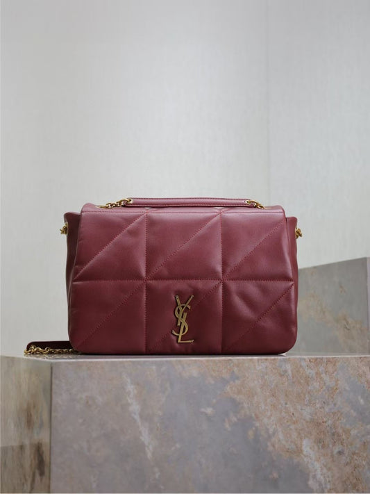 Saint Laurent Loulou Bag (Medium, Burgundy Quilted Leather